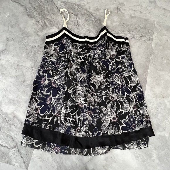 Marc By Marc Jacobs Womens Floral Black Silk Tank Top Size Small S‎ - Picture 1 of 5